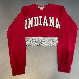Indiana University long sleeve bandana crop T-shirt